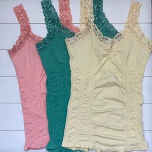 M. Rena Tank Tops Peach, Green, Yellow - Set of 3